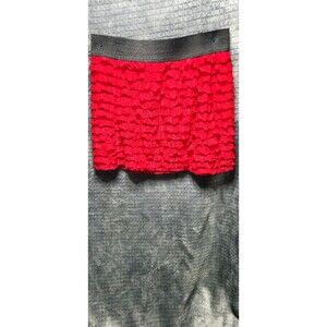 Say Anything Red Ruched Stretch Skirt  Women’s M • Style 5025 • Made in USA •